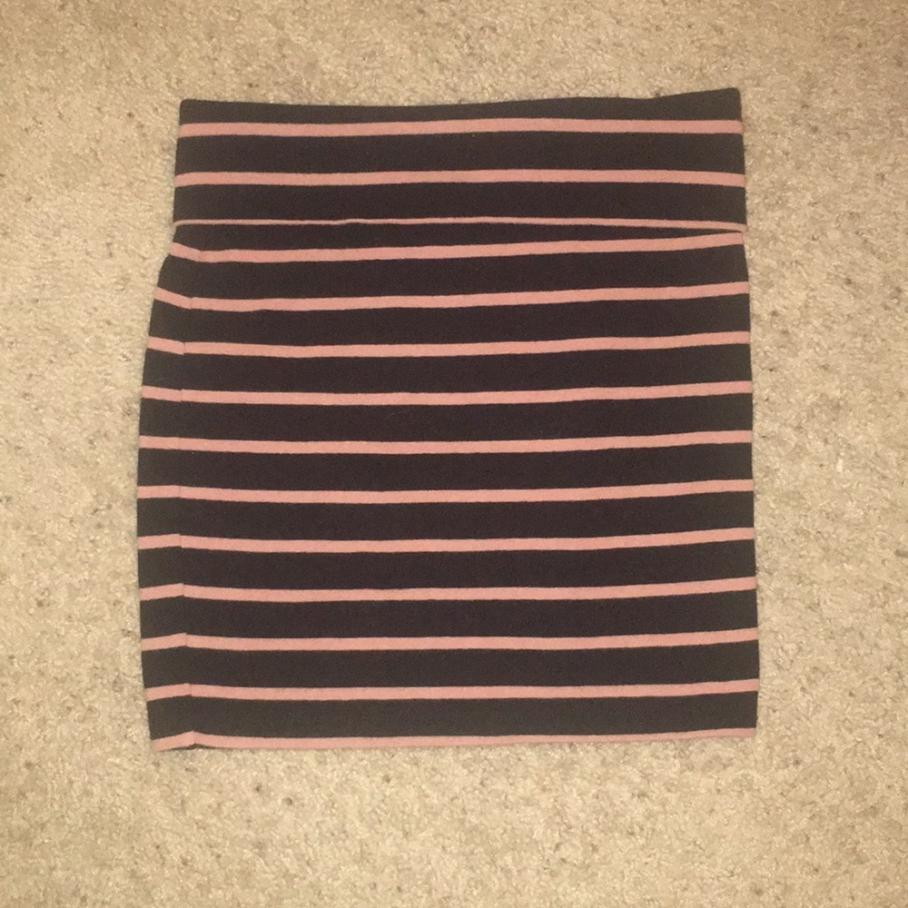 Black and dark tan striped mini skirt